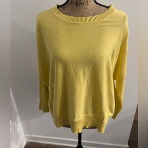 Planet by Lauren G Pima Cotton Ribbed Sleeve Split Back Top